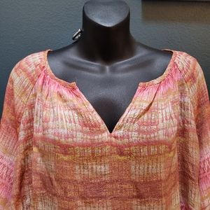 Blouse Tunic Top 2X -Salmon